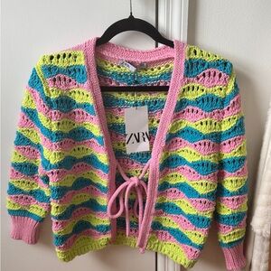 NEW Zara Multicolor Knit Spring Sweater Medium